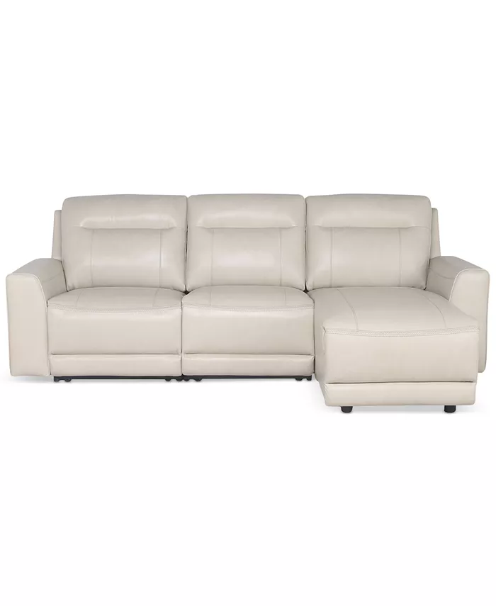 Macy's CLOSEOUT! Blairemoore 3-Pc. Leather Sofa with Power Chaise and 1 Power Recliner