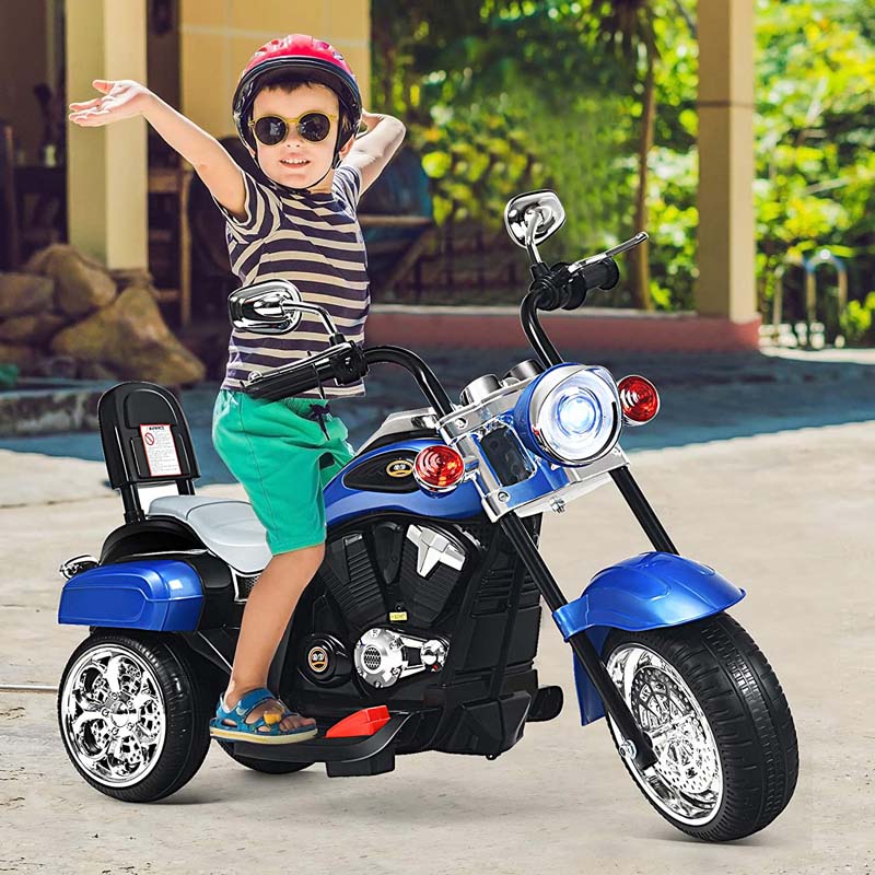 3 Wheel Kids Ride on Chopper-Style Motorcycle, 6V Battery Powered Kids Motorbike Trike Toy with Horn & Headlight