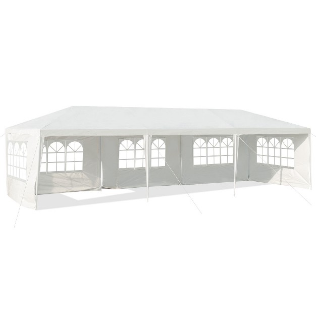 Tangkula 10 x27 X 30 x27 Outdoor White Wedding Party Event Tent With 5 Removable Side Walls