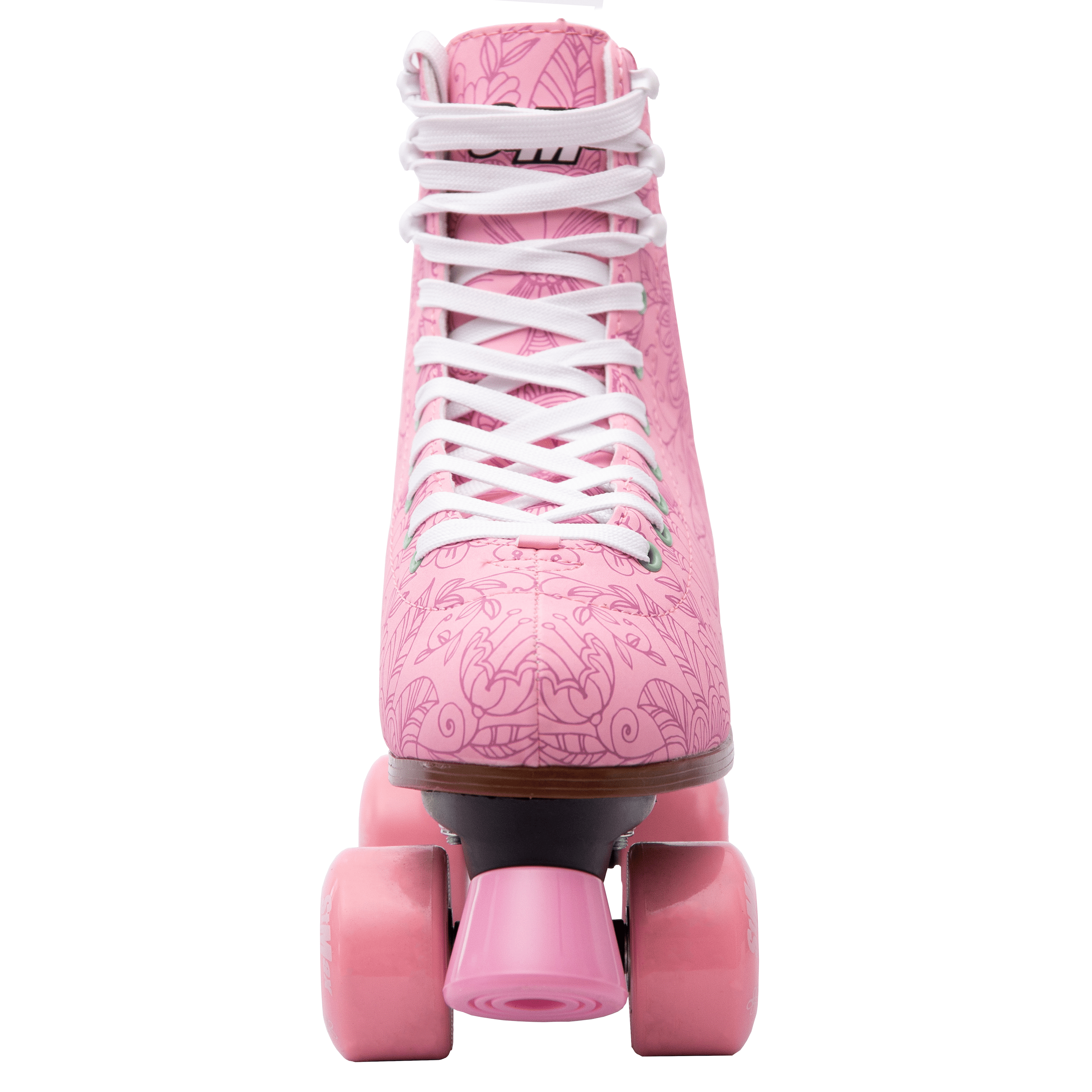 Quad Roller Skates for Girls and Women Size 7 Adult Pink Flower Outdoor Indoor and Rink Skating Classic Hightop Fashionable Design