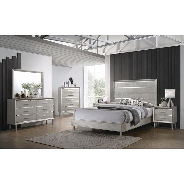 Everton Metallic Sterling 2-piece Bedroom Set with Nightstand - - 35553489