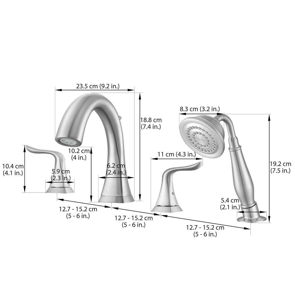 Ancona Scarlett Bathroom 2-Handle Roman Tub Faucet with Hand Shower in Brushed Nickel AN-4533