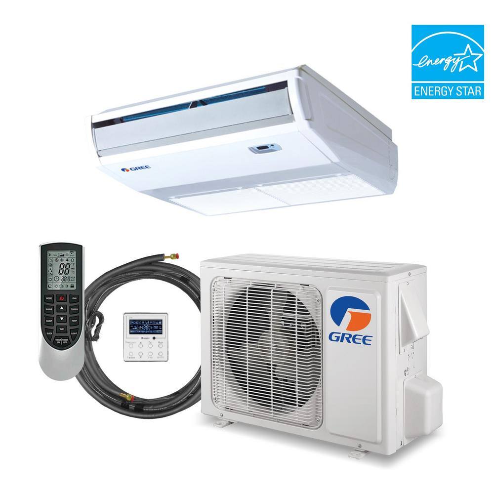 GREE 9000 BTU .75 Ton Inverter FloorCeiling Cassette Ductless Mini Split Air Conditioner with Heat Pump 230V VIR09FLR230V1AK