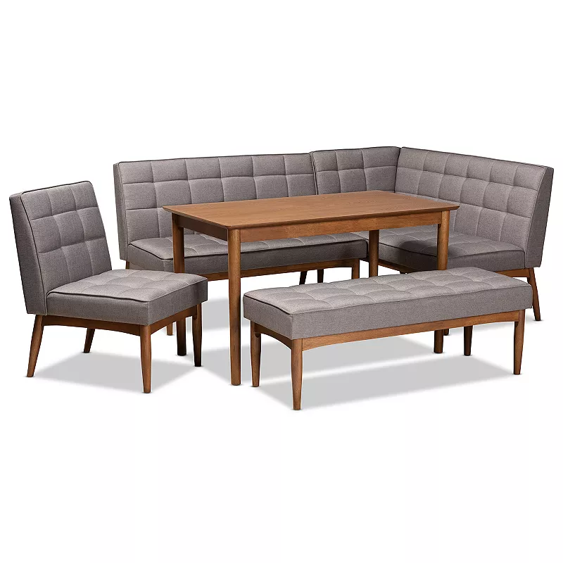 Baxton Studio Sanford Dining Table， Bench and Chair 5-piece Set