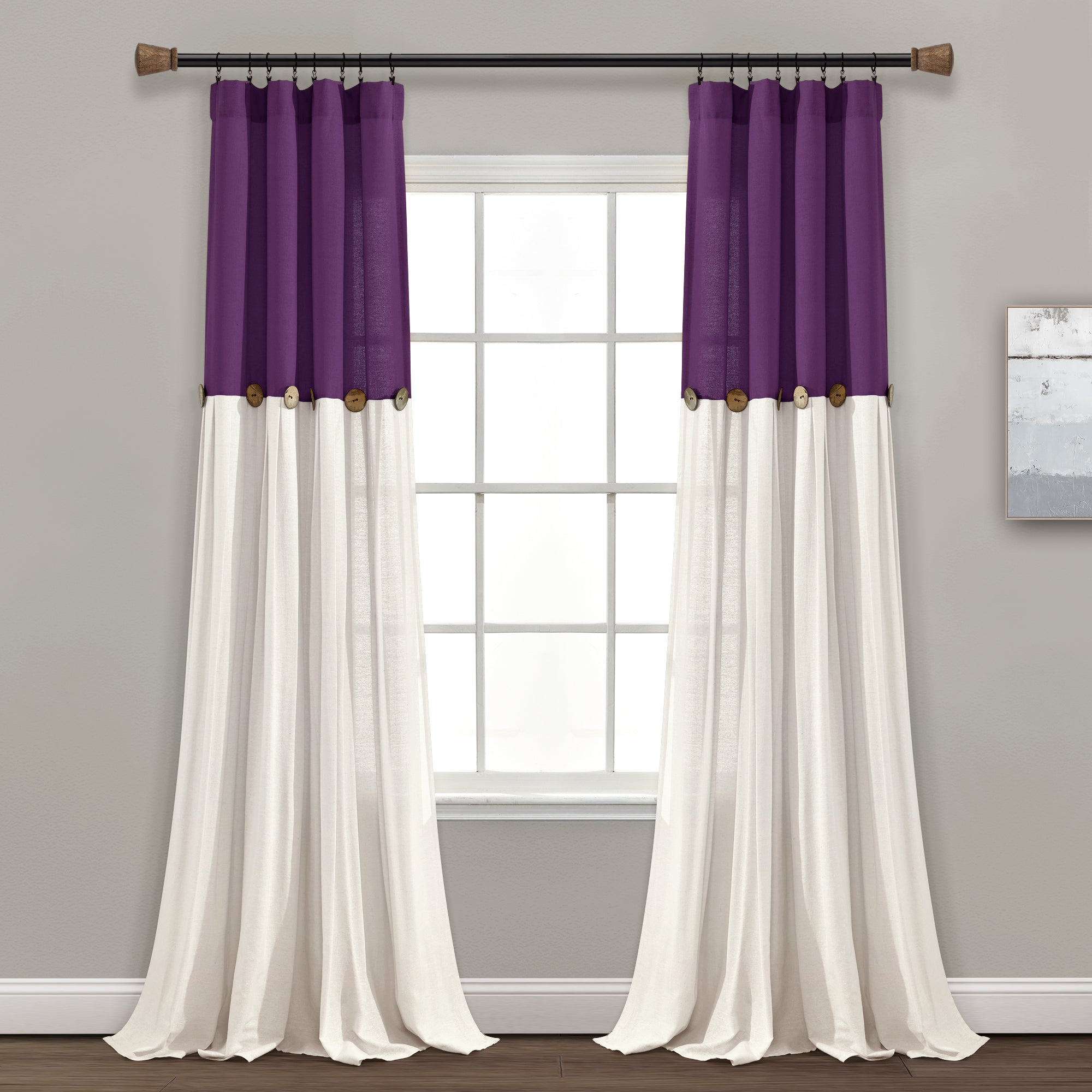 Linen Button Window Curtain Panel