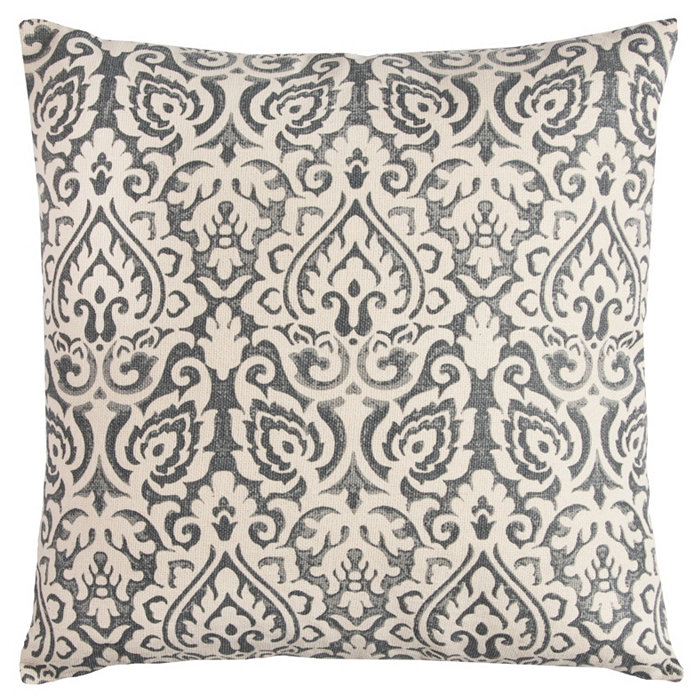 Rizzy Home Damask Polyester Filled Decorative Pillow， 22