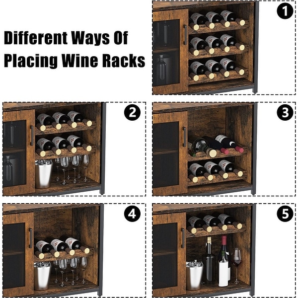 Wine Bar Rack Cabinet with Detachable Wine Rack， Bar Cabinet with Glass Holder