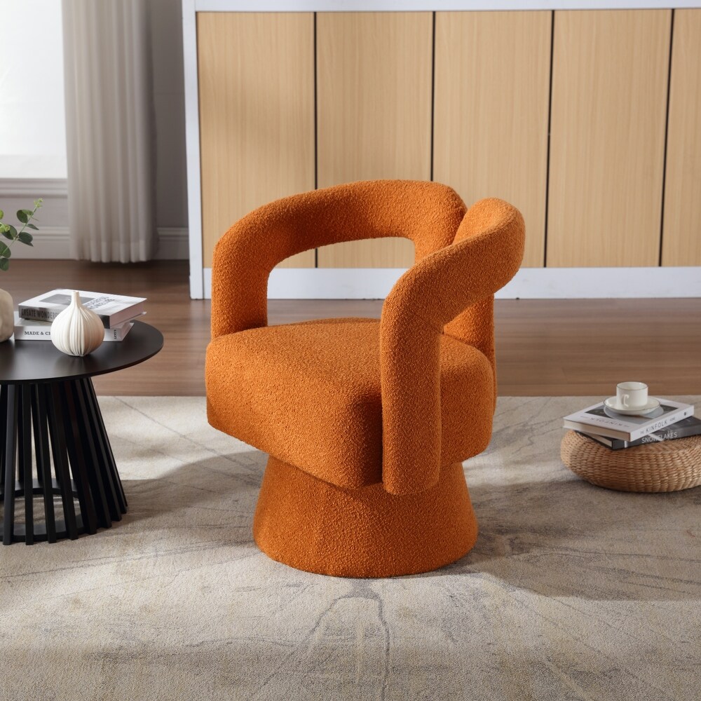 360 Swivel Cuddle Barrel Chairs Hollow Cross Accent Chairs  Orange