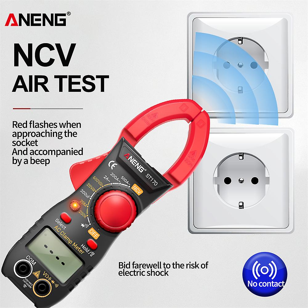 Aneng St170 Smart Clamp Meter 1999 Counts Auto-ranging Digital Multimeter Lcd Screen Ac Dc Voltage Ac Current Tester Led Flashlight Ncv Induction Volt