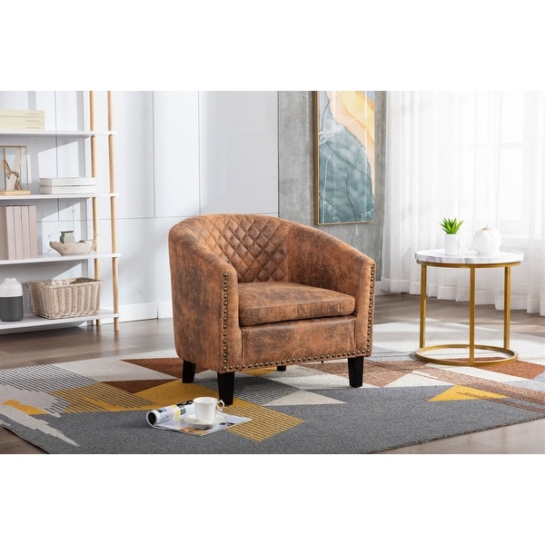 Barrel Accent Chair with Arms Microfiber Club Chairs Bucket Chair Upholstered Tub Chair for Living Room Bedroom