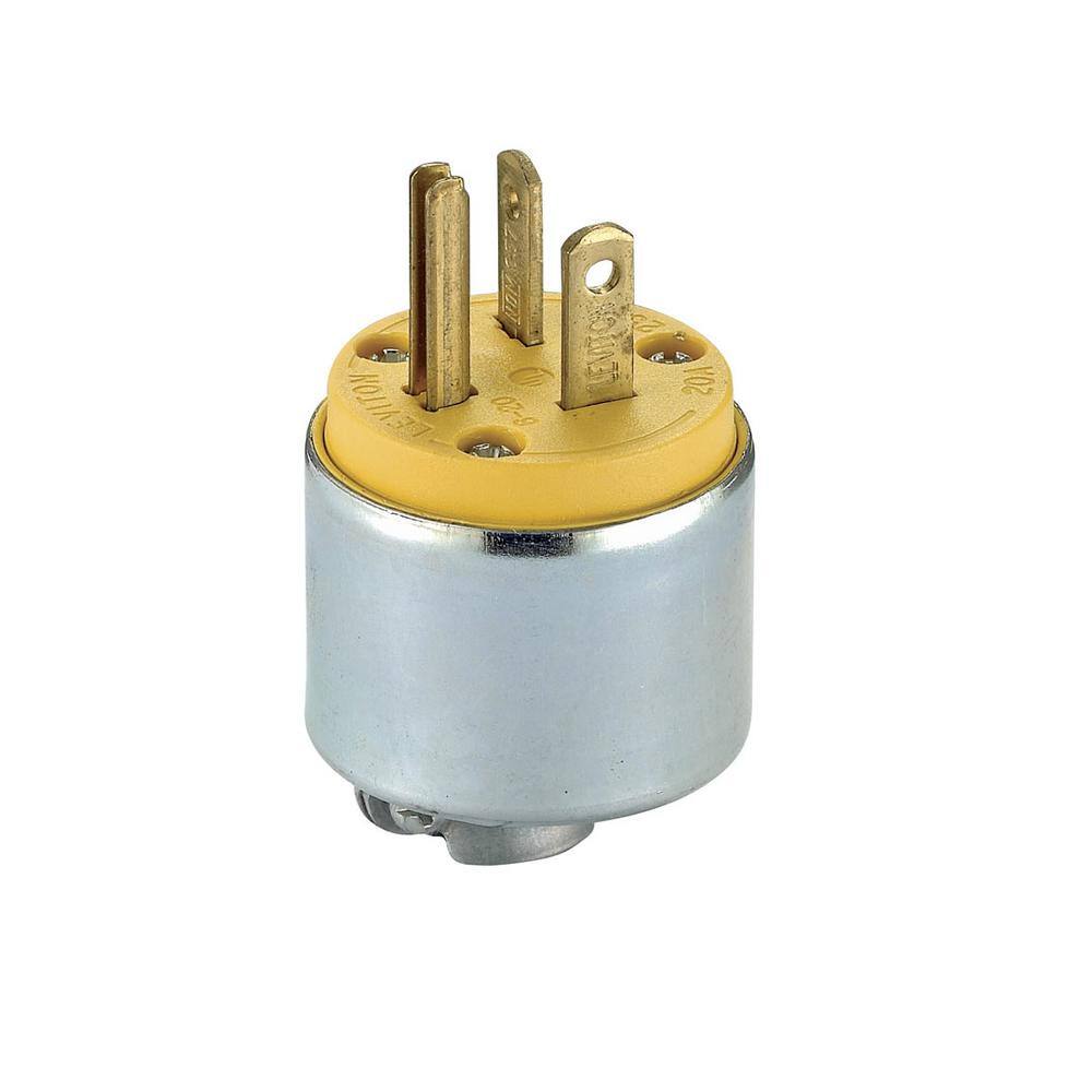 Leviton 20-Amp 250-Volt Commercial Grade Straight Blade Male Plug In Yellow 620PA