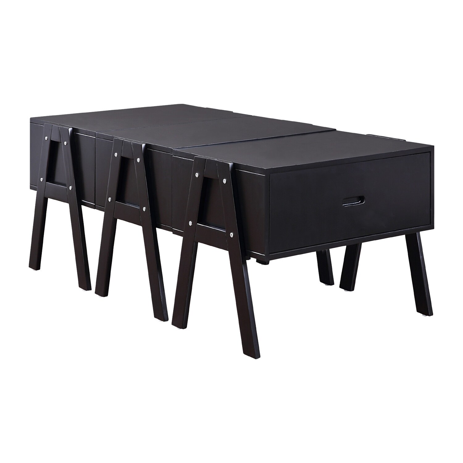 Rectangular Convertible Coffee Table in Black Finish