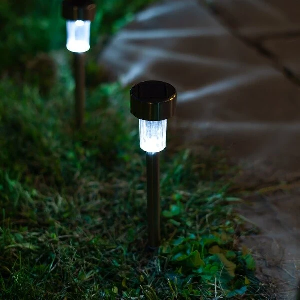 Solar-powered LED Metal Garden Pathway Stake Lights (Set of 16) - 16 Pack