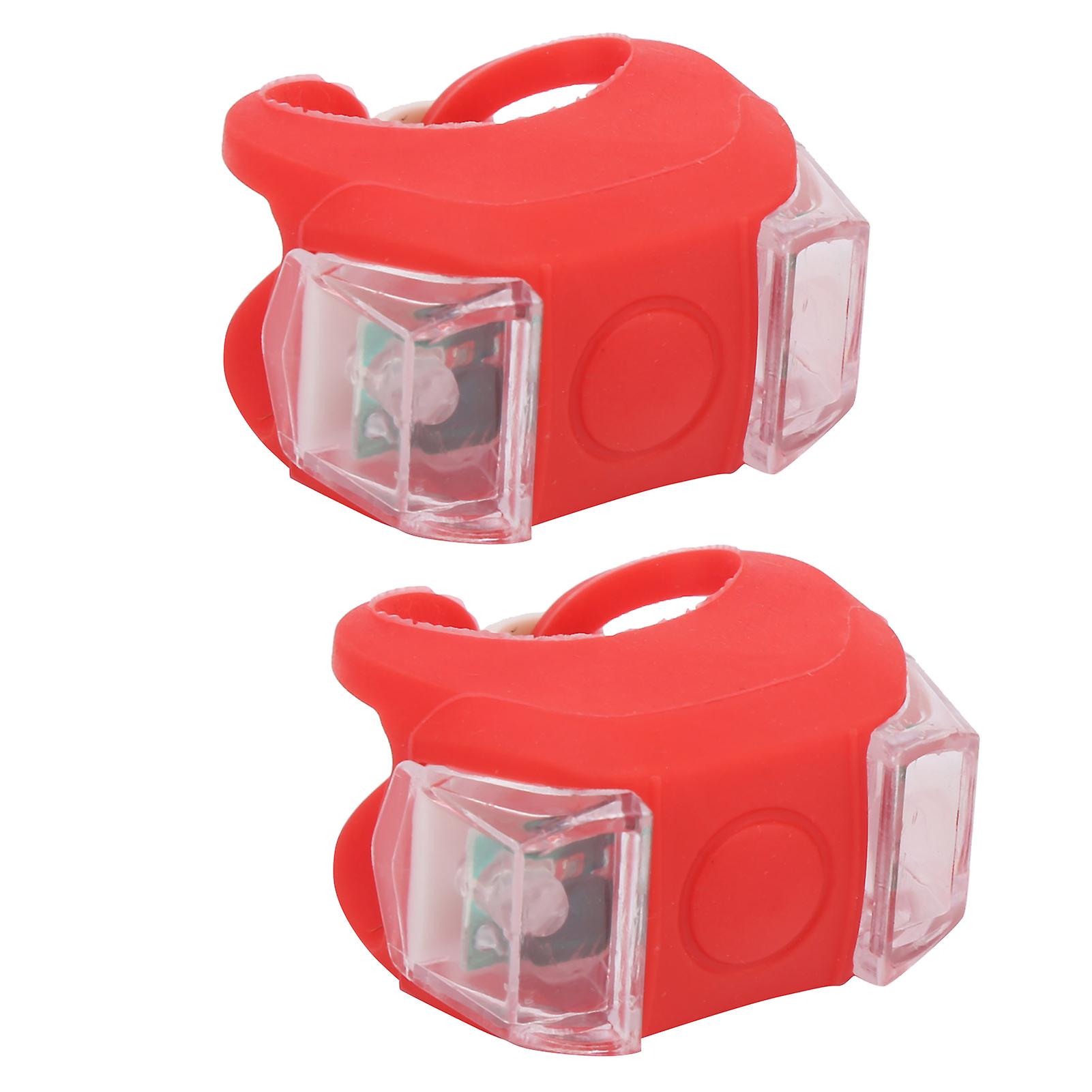 2pcs Led Bicycle Light Front Tail Safety Warning Colorful Lamp 3 Lighting Modes Waterproof Cycling Equipmentred