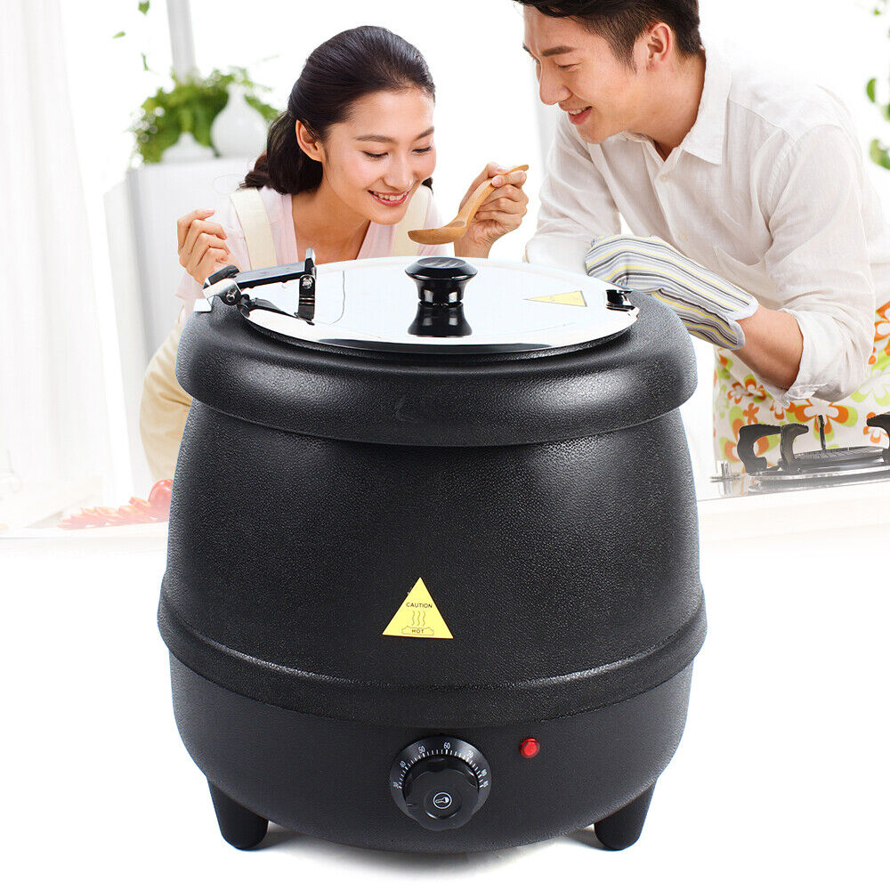 CNCEST Electric Soup Kettle Warmer Stainless Steel Cafeteria Stock Pot Food Boiler 110V