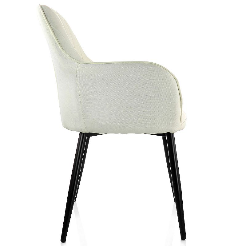 Elama 2 Piece Fabric Accent Chair in Beige with Black Metal Legs