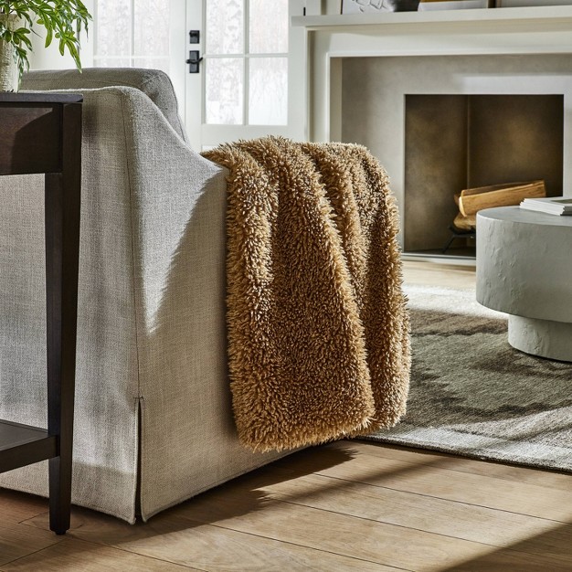 Faux Fur Plush Reverse Throw Blanket Tan Designed With Studio Mcgee