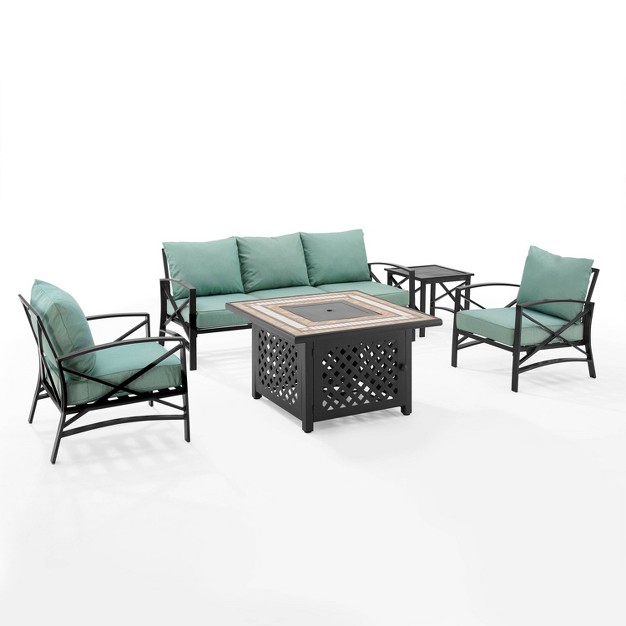 Crosley 5pc Kaplan Outdoor Patio Sofa Set With Fire Table