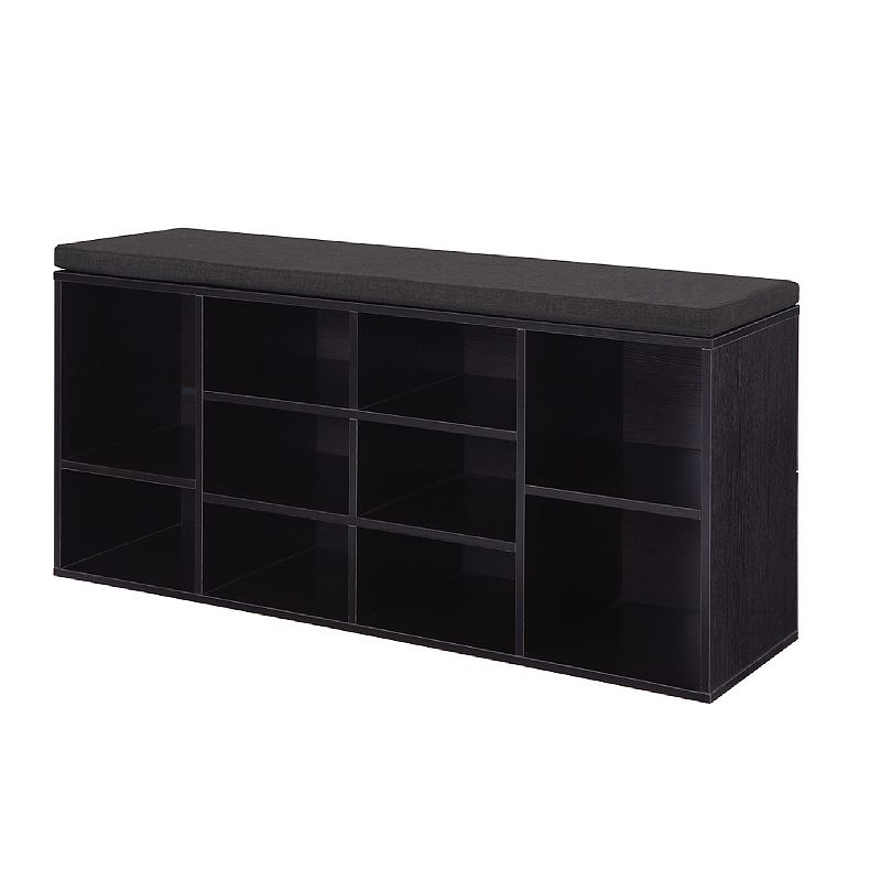 Cubbie Shoe Cabinet Storage Bench with Cushion， Adjustable Shelves