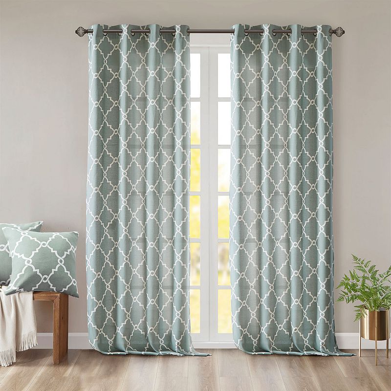 Madison Park 1-Panel Westmont Fretwork Print Light Filtering Window Curtain