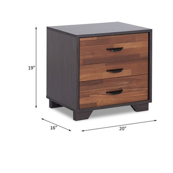 ACME Eloy Nightstand with 3 Drawers in Walnut and Espresso - - 21895280