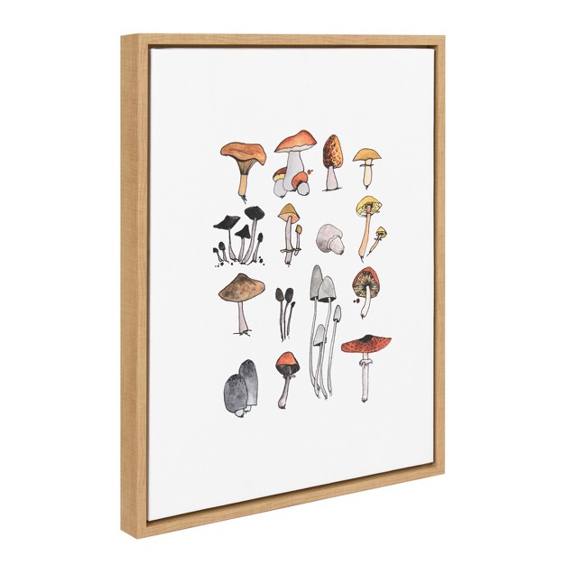 Kate And Laurel Sylvie Group Of Mushrooms Framed Canvas By Viola Kreczmer 18x24 Natural