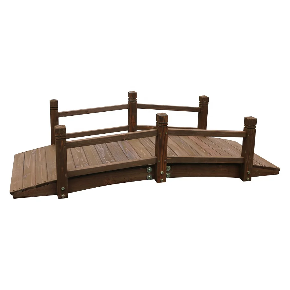 Chinese manufacturer supply wooden garden bridges brown strong garden wooden bridge