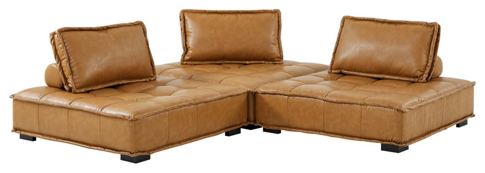 Modular Deep Tufted Sectional Sofa Set  Tan  Fabric  Modern  Lounge Hospitality   Contemporary   Sofas   by House Bound  Houzz