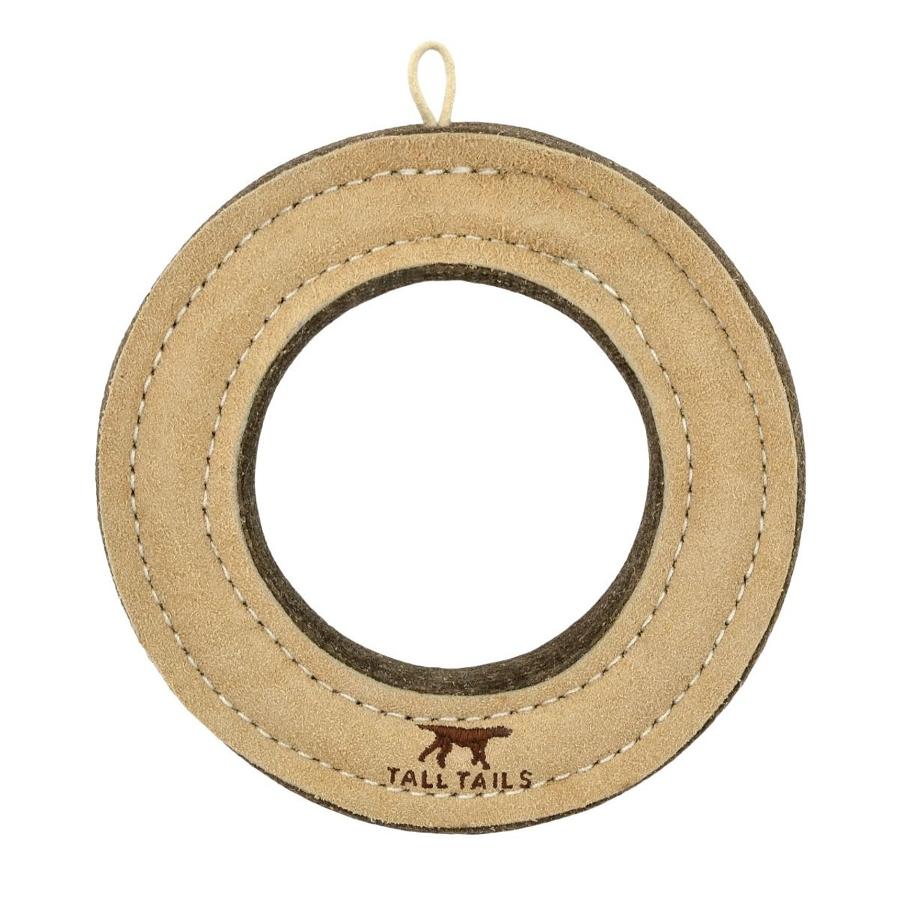 Tall Tails Natural Leather Ring Dog Toy， 7