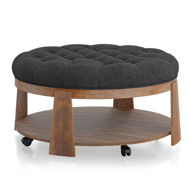 Flent Button Tufted Round Storage Ottomans Mibasics