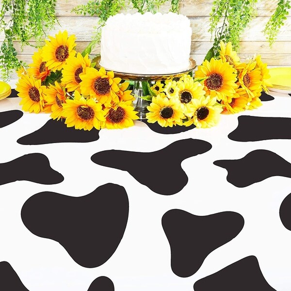 3 Rectangle Plastic Tablecloths， Cow Farm House Animal Birthday Party 54