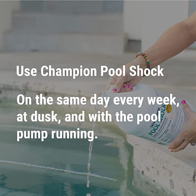 Champion Pool Shock - Ready to Use Liquid Chlorine - Commercial Grade 12.5% Concentrated Strength - 4 Gallons