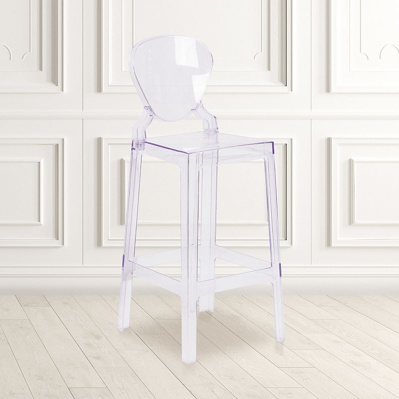 Emma and Oliver Ghost Barstool with Tear Back in Transparent Crystal