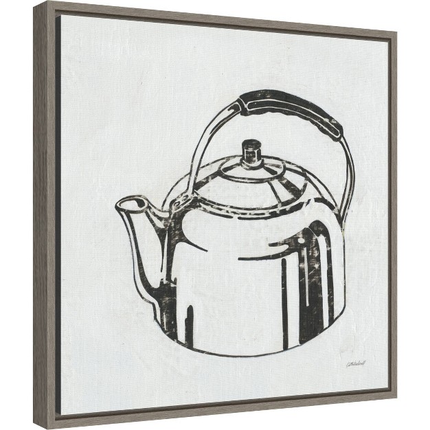 X 16 quot Retro Tea Kettle Kitchen By Kathrine Lovell Framed Wall Canvas Amanti Art