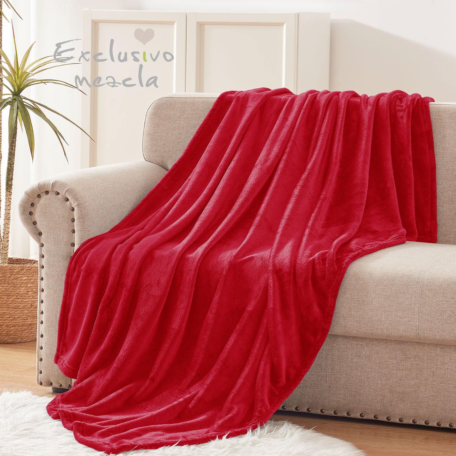 Exclusivo Mezcla Fleece Throw Blanket for Couch/Sofa/Bed，Plush Soft Blankets and Throws，Lightweight and Cozy-50