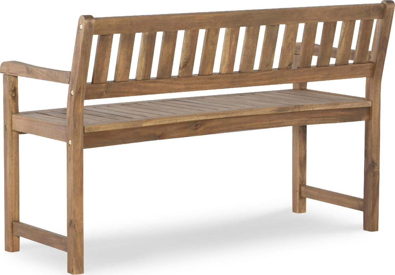 Linon Catalan Indoor/Outdoor Bench， 17 Seat Height， Acorn Brown Finish