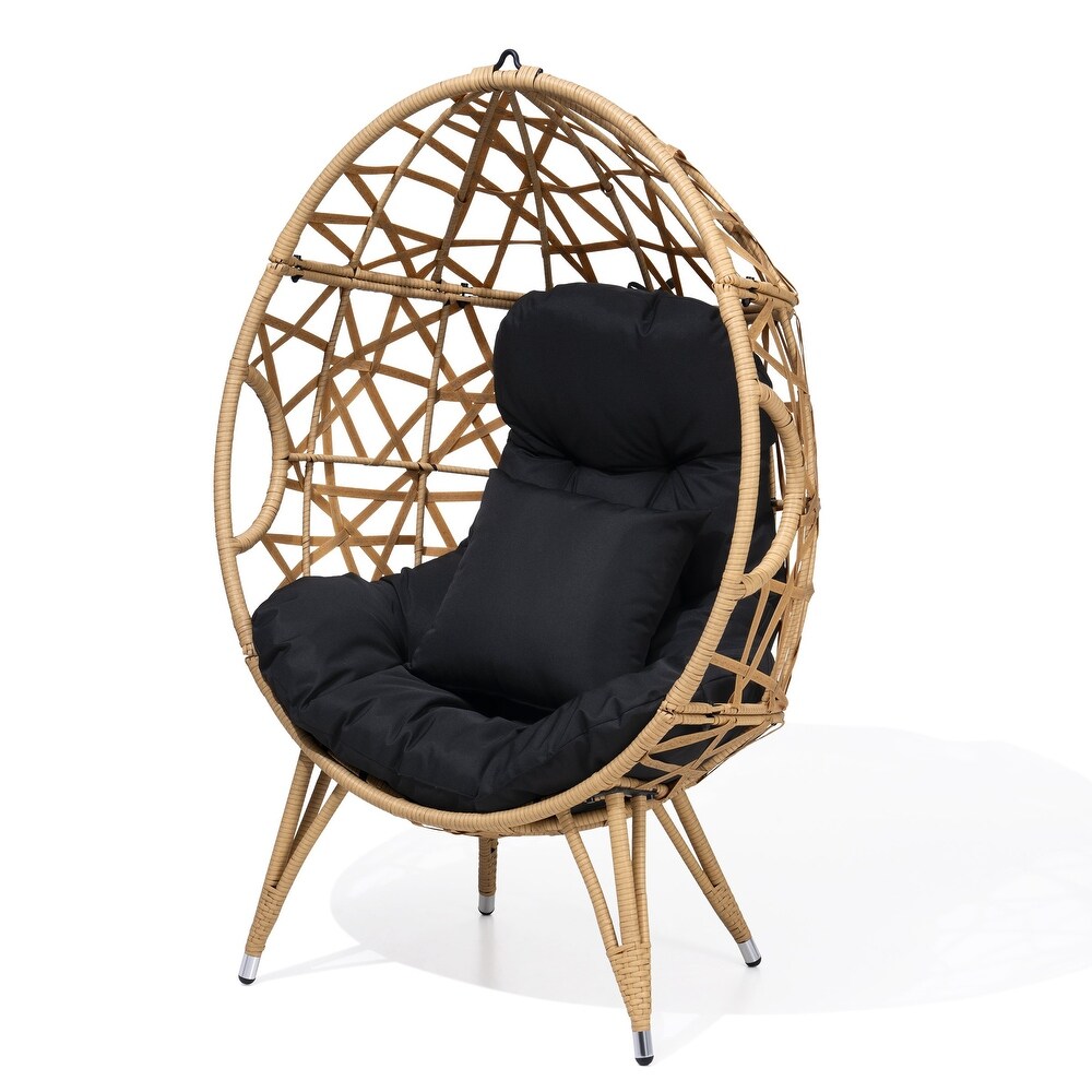 Patio Wicker Basket Egg Chair with Cushion