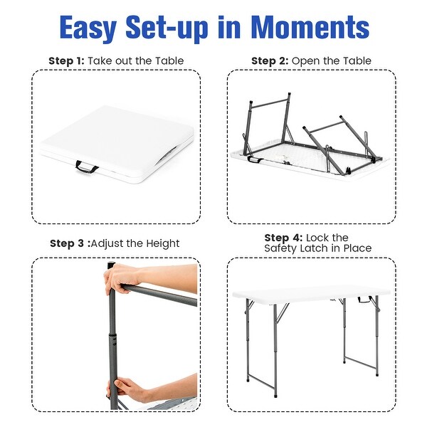 Costway Folding Table Portable Bifold Picnic Dining Table w/ 3Level