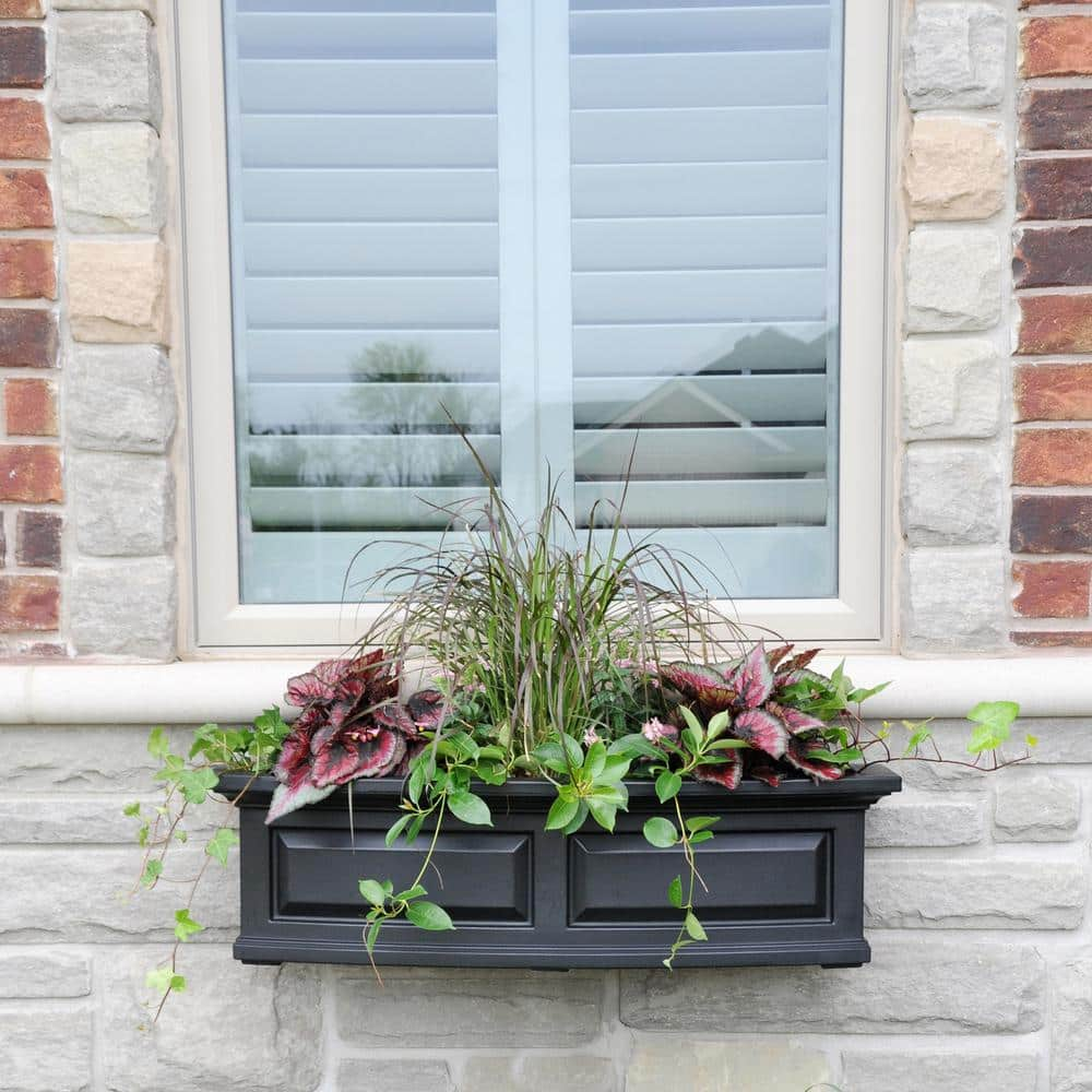 Mayne Nantucket 36 in. x 11.5 in. Self-Watering Black Polyethylene Window Box 4830-B