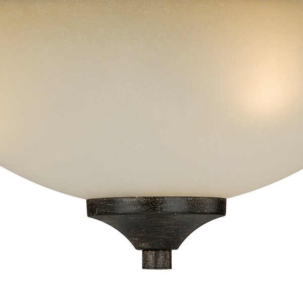 Halifax 14.5-in W Bronze Rustic Bowl Semi Flush Mount Ceiling Light Cream Glass - 14.5-in W x 12-in H x 14.5-in D