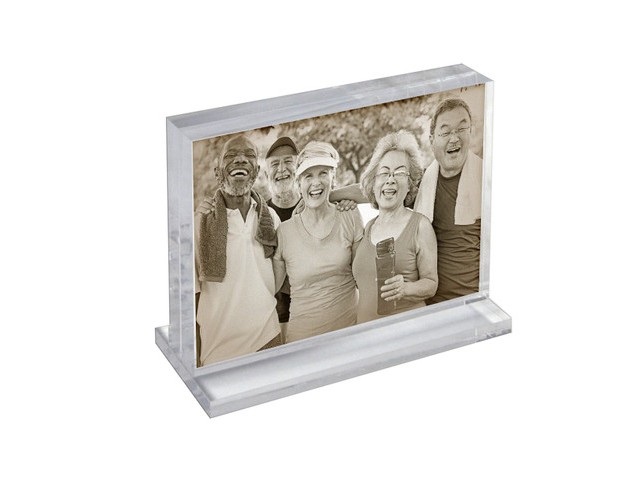 Azar Displays The Imperial Collection Acrylic Block Frame On Acrylic Base Horizontal 11 quot w X 8 5 quot h