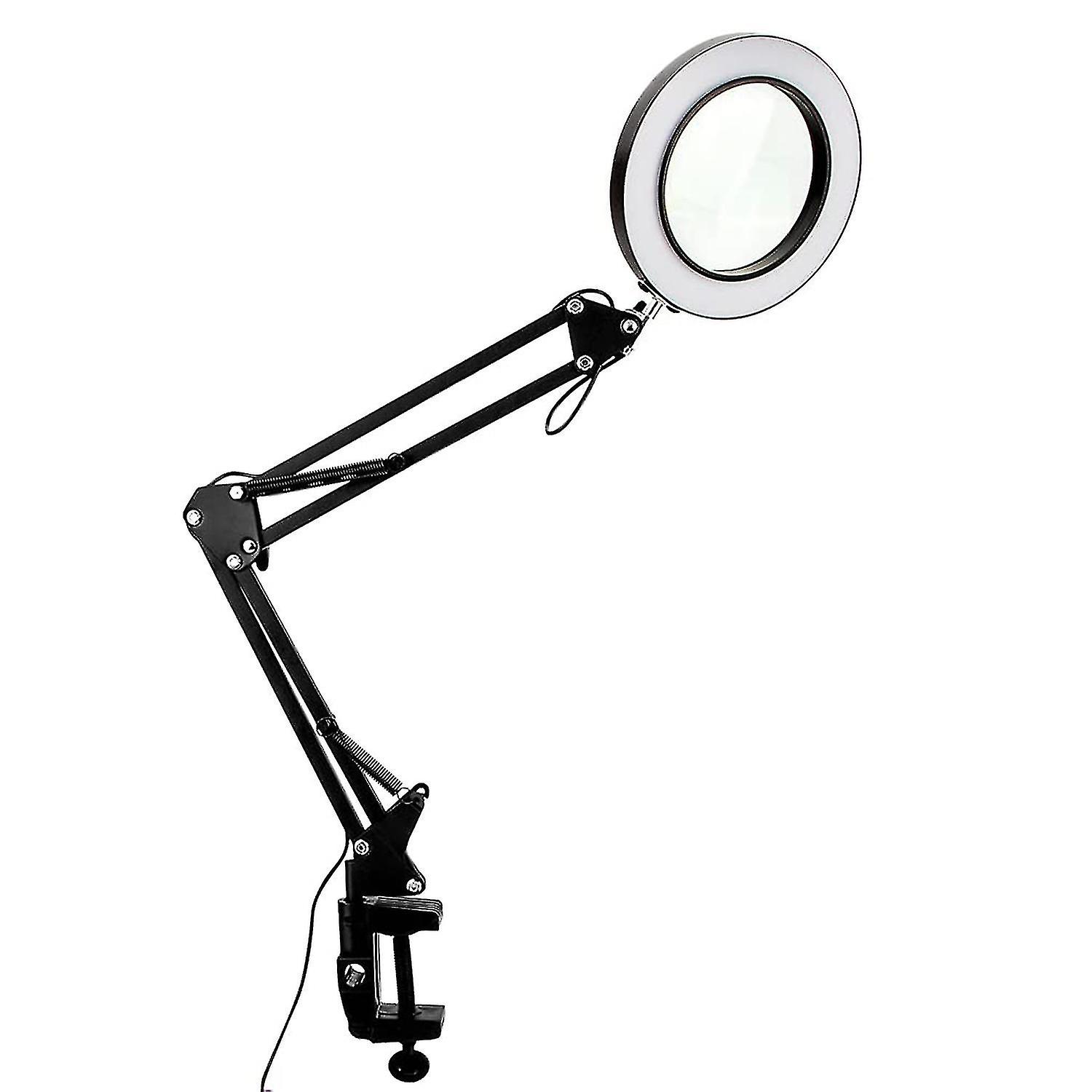 10x Magnifying Glass With Light And 3 Color Modes 10 Brightness Adjustable Magnifying Desk Lamp For