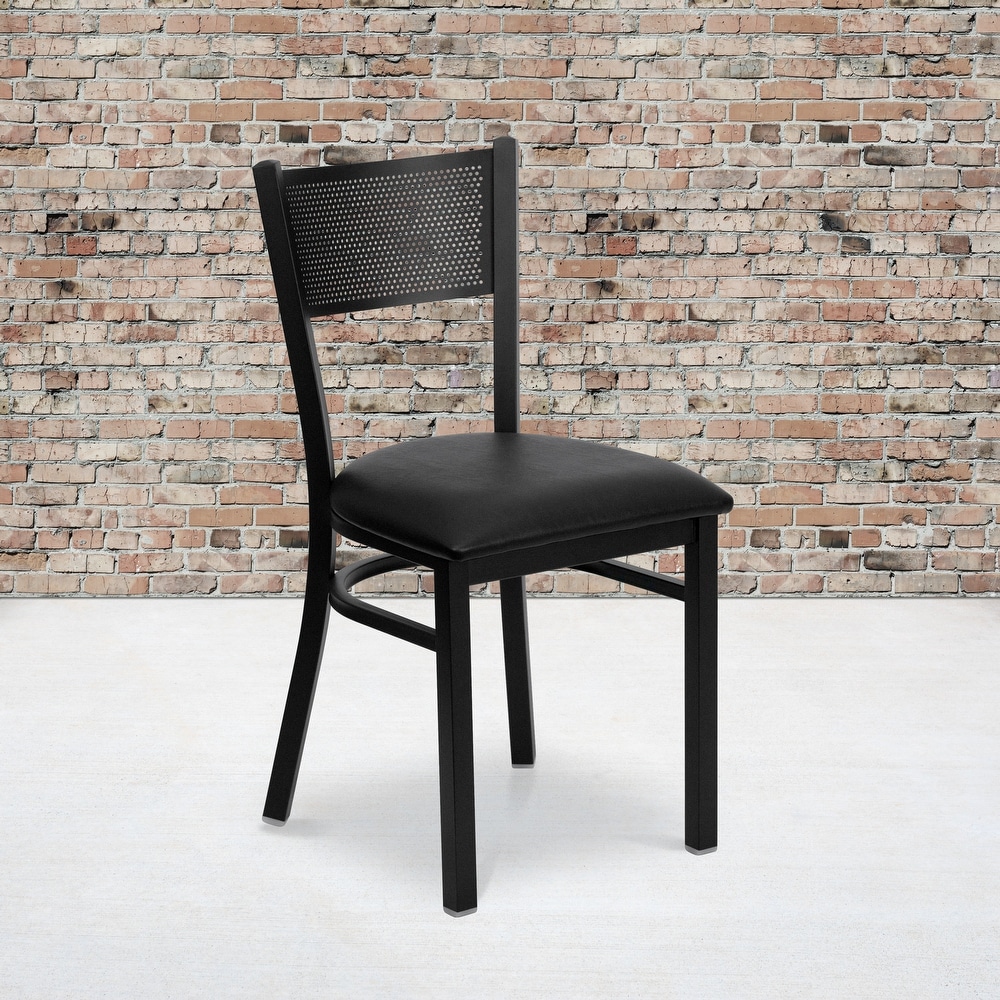 Grid Back Metal Restaurant Chair   17.25\