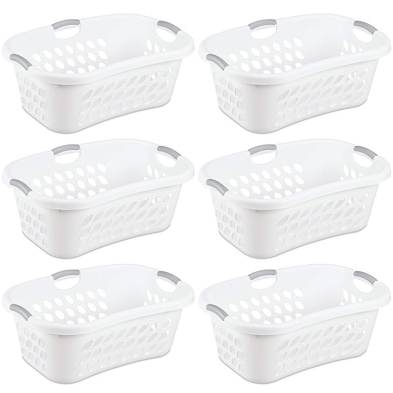 Sterilite Ultra Hiphold 1.25 Bushel Plastic Clothes Laundry Basket Bin (6 Pack)