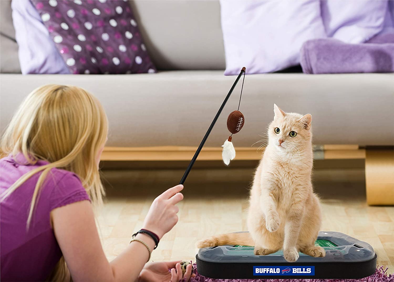 NFL Buffalo Bills Cat Scratcher Toy with Catnip Plush and Feather Cat and Kitty Toy