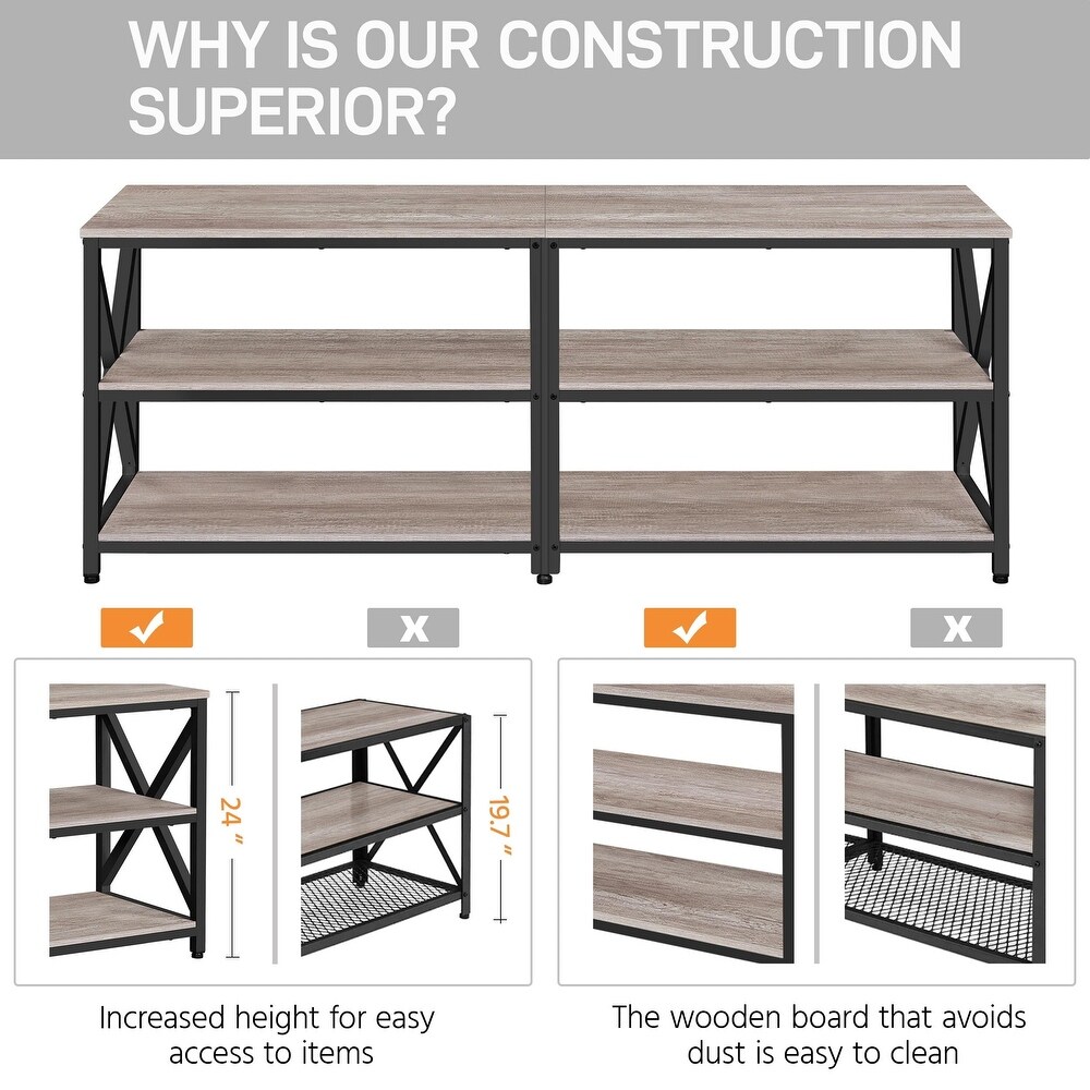 TV Stand 70 Inch  Media Entertainment Center with 3 Tier Storage Shelves  63\