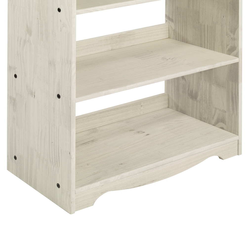 Wood Bookcase White Distressed  Furniture Dash