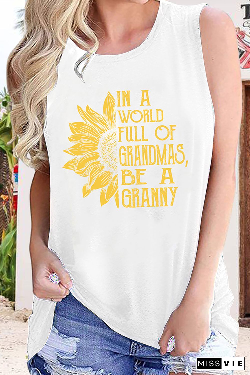 In a World full of Sunflowers Be a Granny Graphic Tank Top