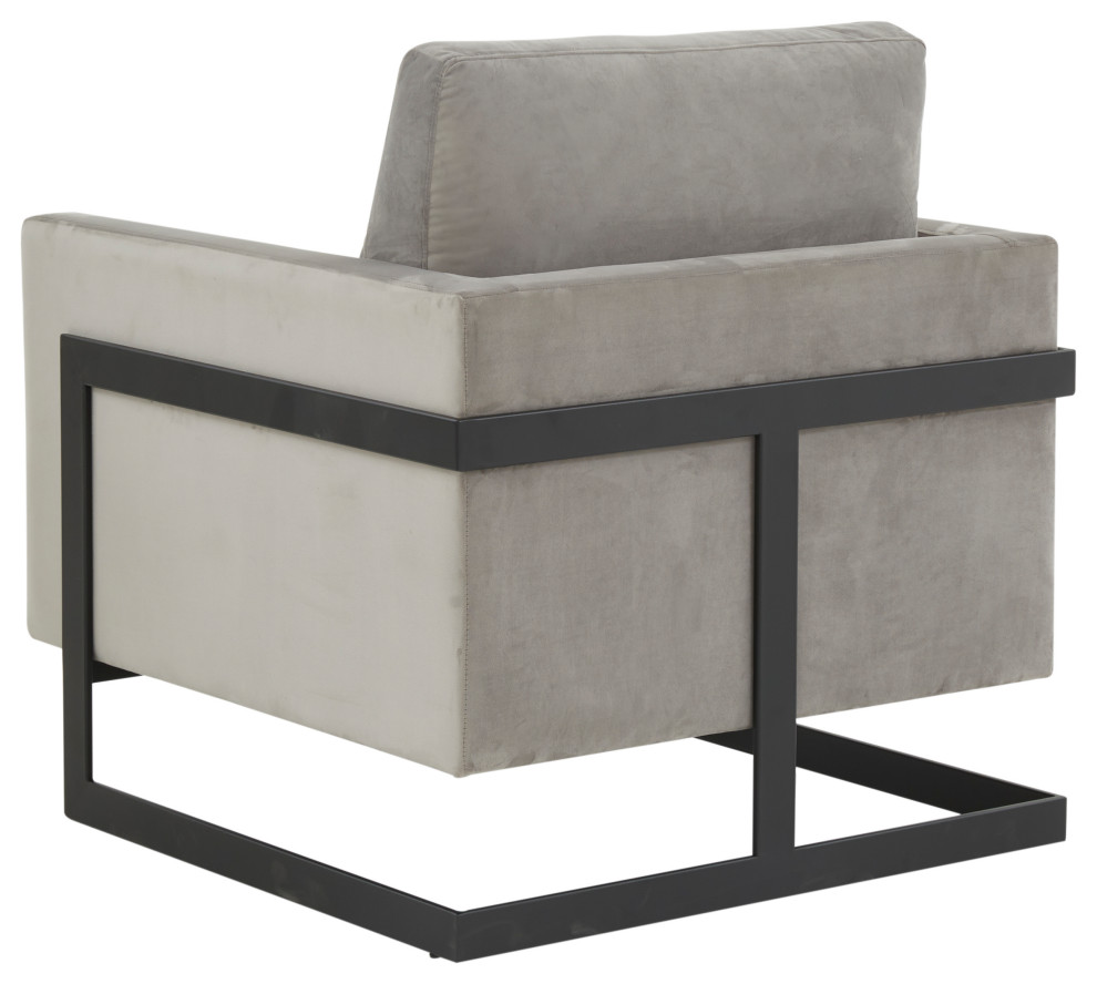 LeisureMod Lincoln Modern Velvet Arm Chair With Black Steel Frame   Transitional   Armchairs And Accent Chairs   by LeisureMod  Houzz