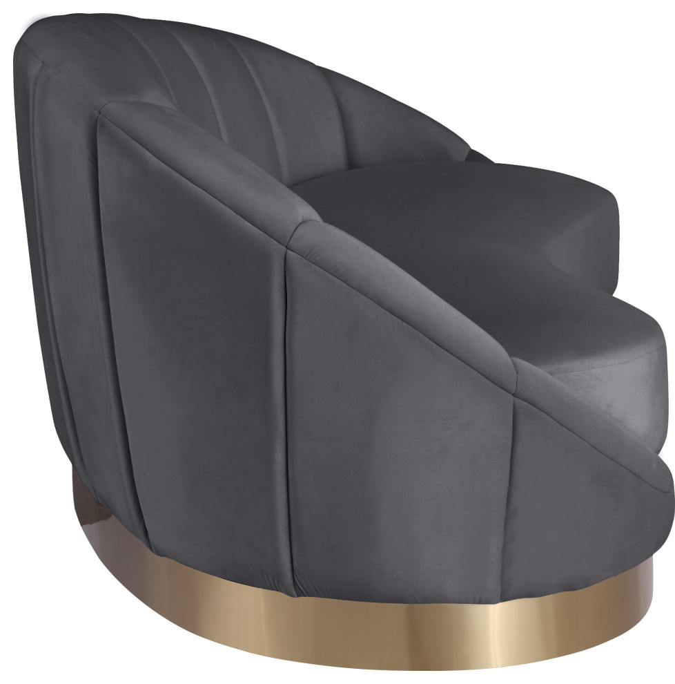 Shelly Velvet Chair With Brushed Gold Stainless Steel Base   Contemporary   Indoor Chaise Lounge Chairs   by Meridian Furniture  Houzz